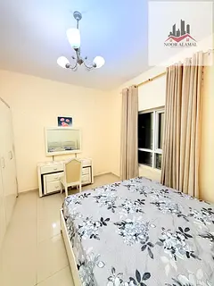 Sharjah, Al Taawun area, fully furnished super deluxe apartment on Oriana Hospital Street. One bedro