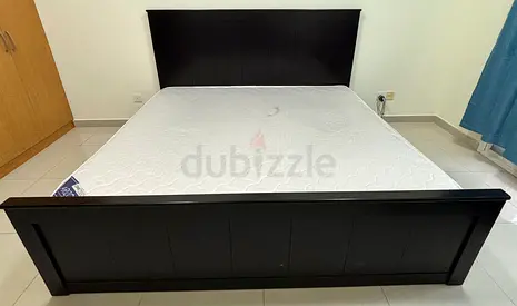 King size bed with mattress and storage drawers on both sides