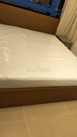 Ikea Malm Queen wooden bed frame with mattress