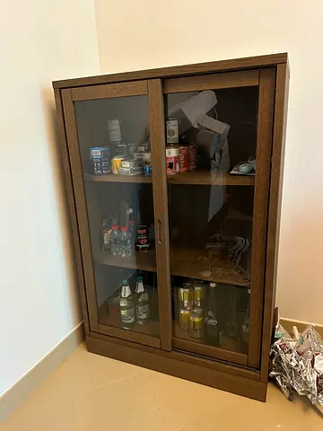 IKEA Glass Door Storage Cabinet Wood