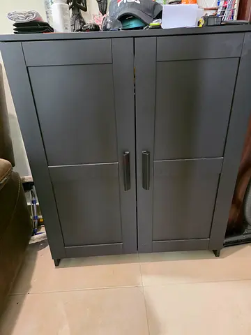 Black 2-Door Wardrobe / Storage Cabinet - Good Condition