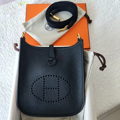 Hermes Mini Evelyne Black Bag with Gold Hardware Brand New