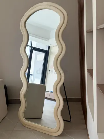 NEW Full-Length Decorative Wavy Frame Mirror - off white or light Beige