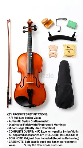 4/4 Full Size Syrian Violin with Case  Accessories