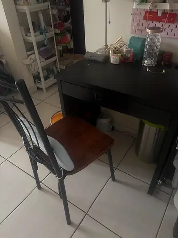 Used black study desk with wooden chair - good condition
