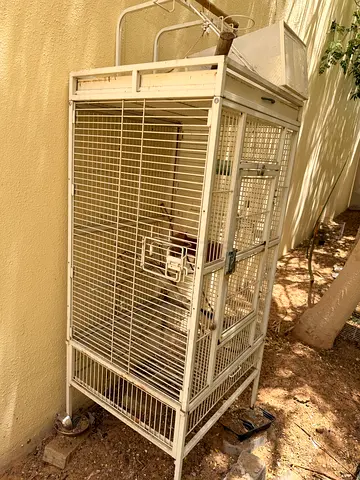 Large metal bird/parrot cage on wheels - used only 100 aed location Al Tawar 1 Villa 4