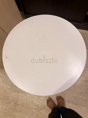 Simple Round White Side Table - Used