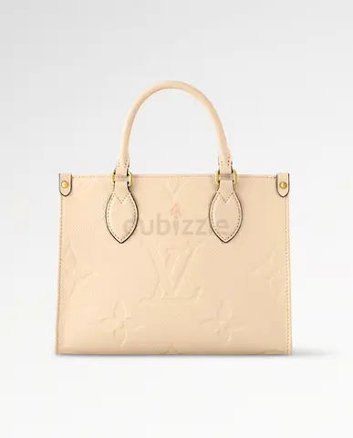 Louis Vuitton On The Go bag, White embossed leather tote bag with crossbody strap - gently used