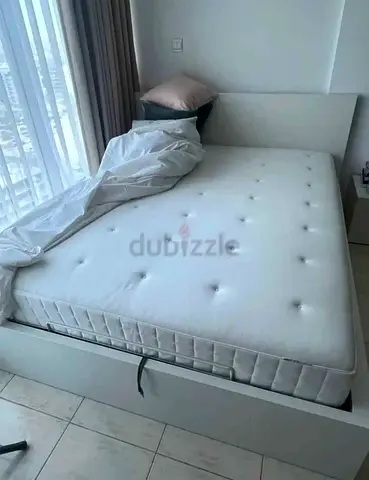 Queen size mattress with storage bed frame - good condition
