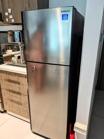 Hitachi Stainless Steel Double Door Refrigerator - Good Condition