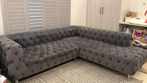 Modern Grey Chesterfield Sofa For sale