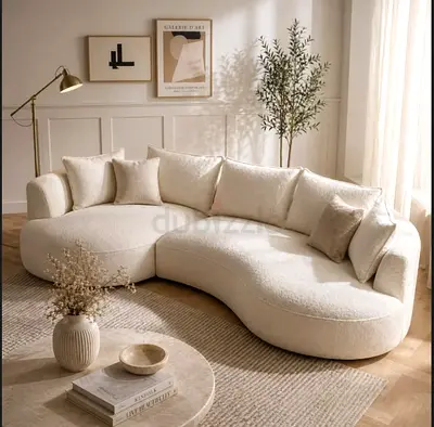 Modern Curved Boucle Sofa
