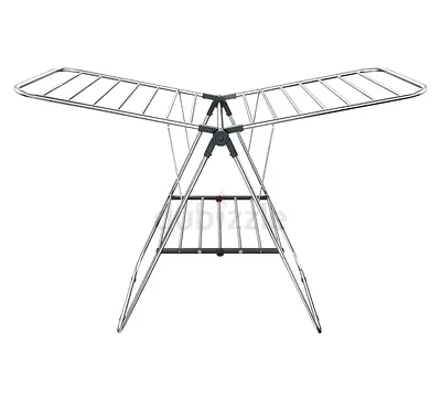 Foldable Stainless Steel Clothes Drying Rack - Winged Design