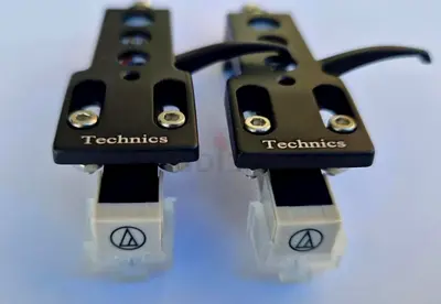 SUPER RARE Technics Turntable Headshells with Cartridges and Stylus, Black, [PRISTINE CONDITION]
