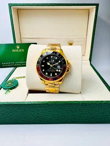 Rolex-style Gold Men’s GMT Watch with Box and Papers