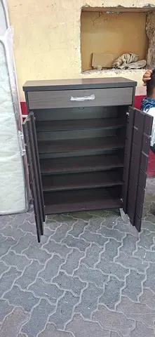 Dark Wood Shoe Cabinet with Doors and Drawer - brand new
