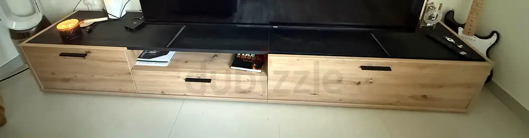 Low Wooden TV Unit / Entertainment Cabinet - Light Oak Finish