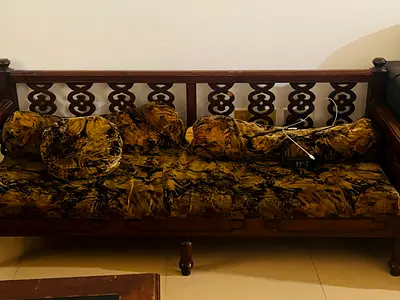 Vintage Wooden Sofa / Daybed with Cushions