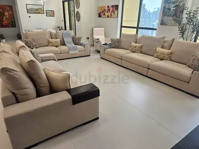 Large Beige 3+2+2 Seater Sofa - Good Condition