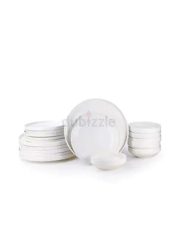 Cuisine Art LIAM 18-Pc Bone China Dinnerware Set - White | Premium Dinner Set with Dinner Plates