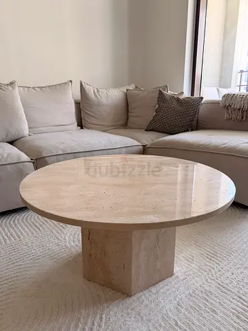Travertine round coffee table