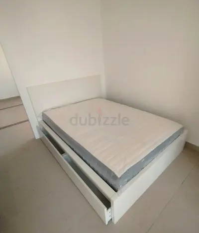 IKEA malam double‑size bed (140 × 200 cm) with 2 storage drawers underneath and an IKEA mattress ✨