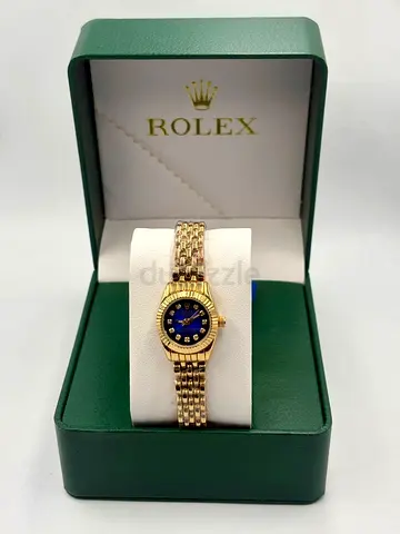 Rolex Ladies Gold Bracelet Watch with Blue Dial — In Box