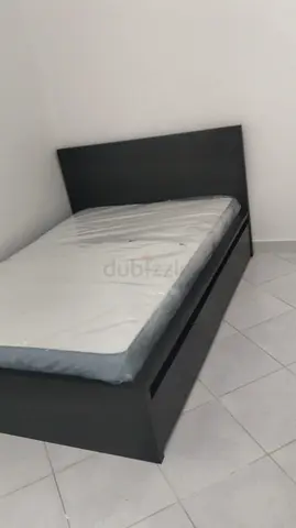 Ikea Malm Single bed frame with mattress - Dark wood, good condition