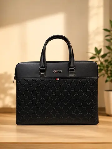Gucci Black Leather Briefcase / Laptop Bag - Good Condition