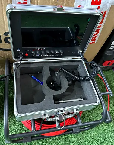 Sewer and Pipe Inspection Camera/Drain Sewer Crawler with Monitor and Reel - Carry Case Included