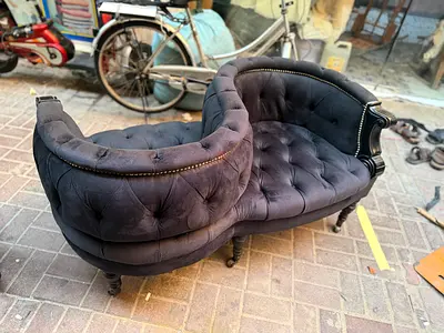 Marina home Velvet Tufted S-Shaped Conversation Sofa