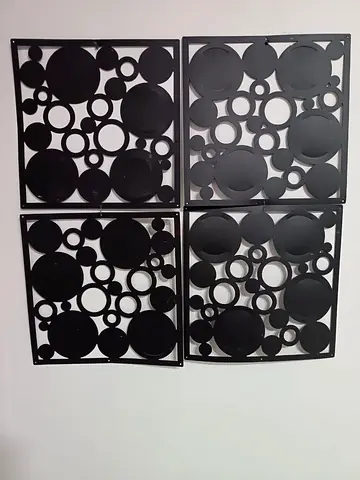Modern Black Metal Geometric Wall Art - 4-Piece Set (Quick Sell)