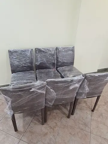 Set of 6 Grey Fabric Upholstered Dining Chairs