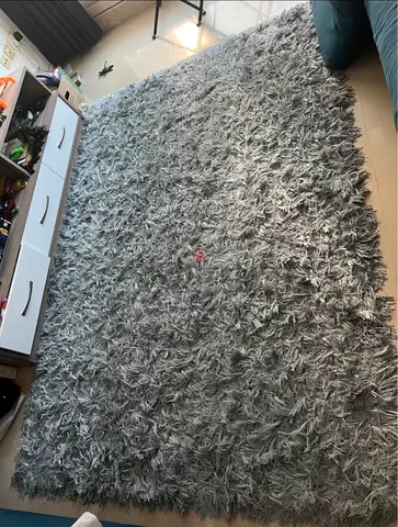 Large blue Grey Shaggy Rug - Soft High Pile, 200x140 cm (Approx.)