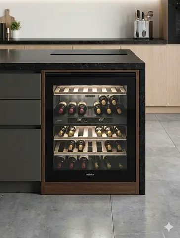 Miele latest model series 6th wine cooler 46 bottle dual temperature built-in fully-integrated. L