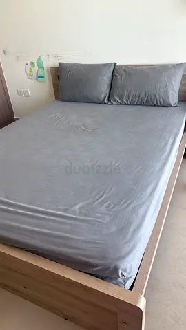 Queen wooden bed frame with mattress - good condition