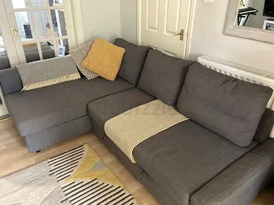 Grey L-shaped Corner Sofa-bed with Chaise - Good Condition