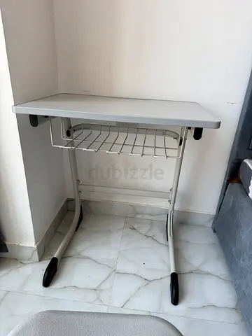Study Table for kids - Compact Adjustable Overbed Table / Laptop Table - Light Grey