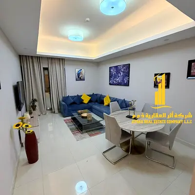 ✅ شقة غرفة و صالة مفروشة بالكامل - للإيجار الشهري في عجمان ✔️ شامل الفواتير و الإنترنت ⚡📶 فرش أنيق و مرتب - جيم , مسبح , باركنج