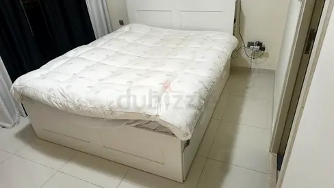 IKEA BRIMNES White Bed Frame with Storage Drawers