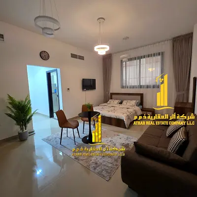 Luxury second-occupancy studio with a large area, fully furnished with a separate kitchen ✨ Ajman Al Nuaimiya. For monthly rent.