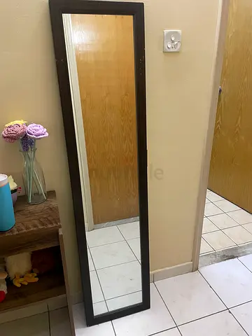 Large Full Length Wall Mirror with Dark Brown Wood Frame