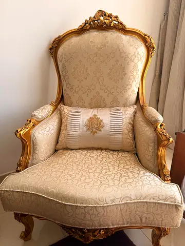 Luxury Spanish Rococo Royal Chair  Marble Table Set