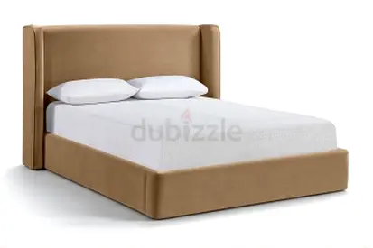 Beige Upholstered king size Bed