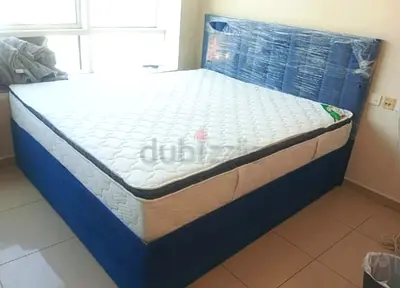 Brend New fabric wooden King size 180x200 Bed with spring Top memory foam matress Available