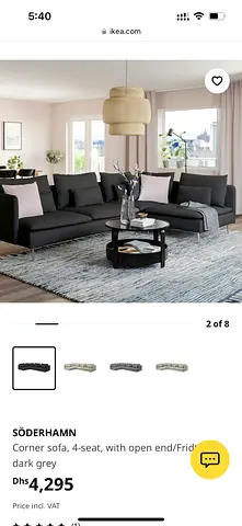 IKEA SÖDERHAMN Corner Sofa 4-seater (Open End) - Dark Grey