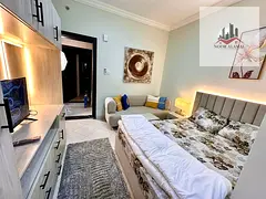 Sharjah Al Butina, second-hand studio apartment, fully furnished with super deluxe hotel-style furni