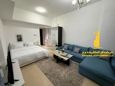 Furnished studio apartment for rent in Ajman, Al Jurf 2, Jasmine Towers. Clean and tidy furnishings. Includes all bills and internet. Fully furnished