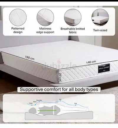 Comfort Quilted Twin Mattress 140x190cm — Supportive, Breathable