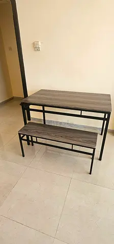 Compact 2-Piece Dining Table with Bench - Wood Finish